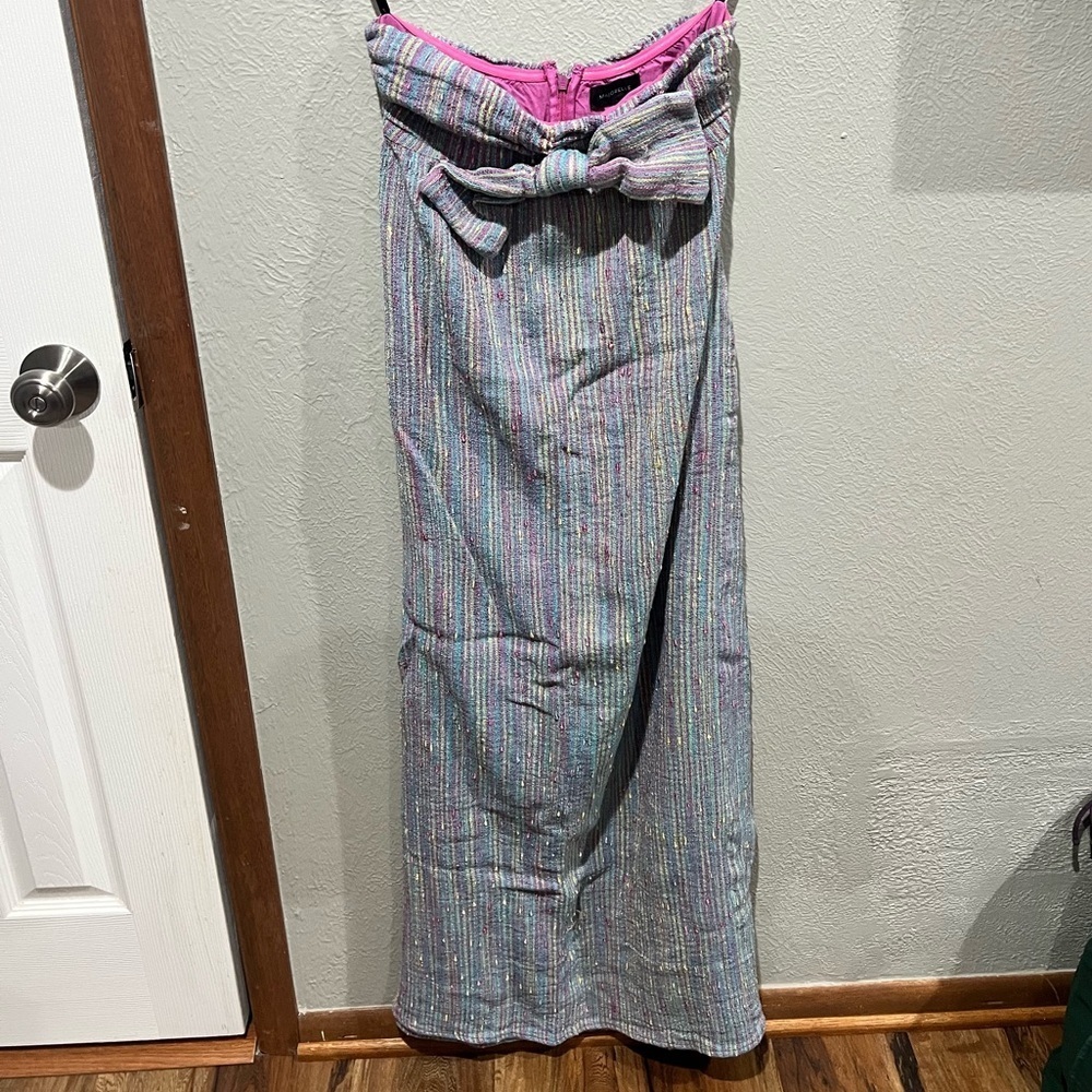 MAJORELLE Strapless Vienna Maxi Dress in Rainbow Stripe Revolve Brand Size XS - Picture 2 of 3